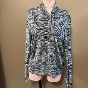 Vintage Jones Wear blue and yellow long sleeve top with front tie - size XL